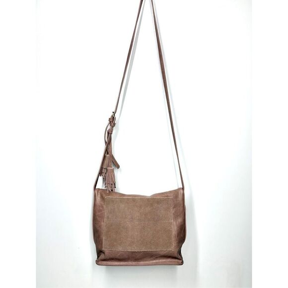 Antik Kraft Boho Brown Suede Vegan Leather Fold Over Crossbody Purse Tassel - Picture 4 of 9